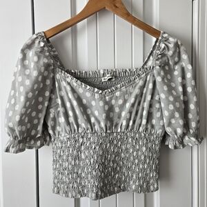 Abercrombie & Fitch Light Sage Polka Dot Crop Top